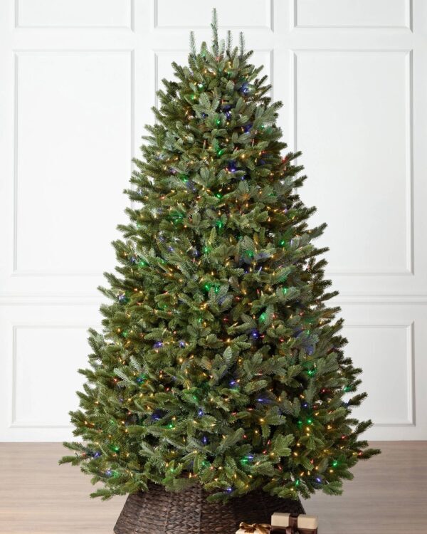 7-1/2 ft. Natural Fraser Medium Fir Hinged Artificial Christmas Tree with 1000 Multicolor Lights