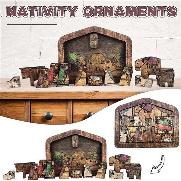 Nativity Puzzle With Wood Burned Design Wooden Jesus Puzzles Set Jigsaw Game