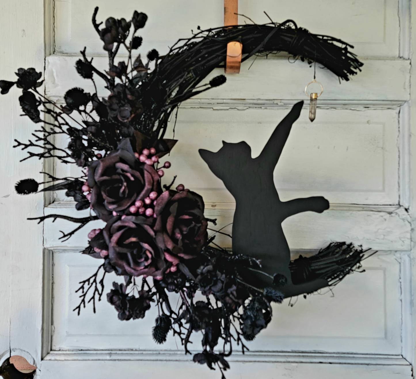 Witchy Celestial Door/Art Halloween Lunar Decor Kitty Lovers Gift