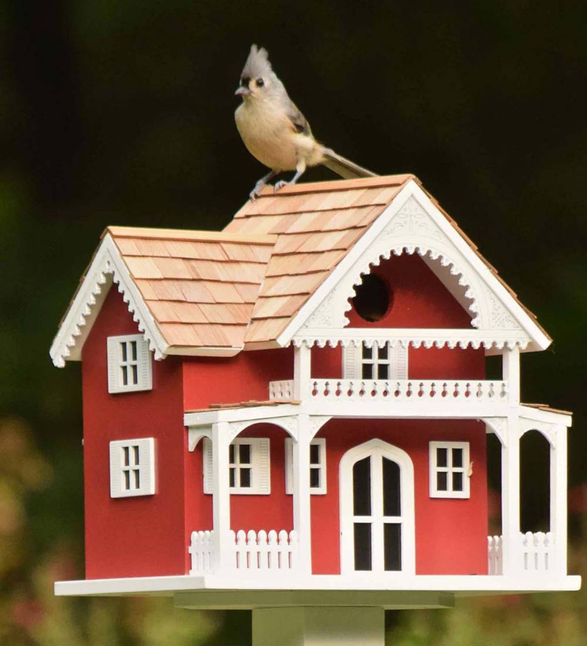Birdhouse and Pole - Red