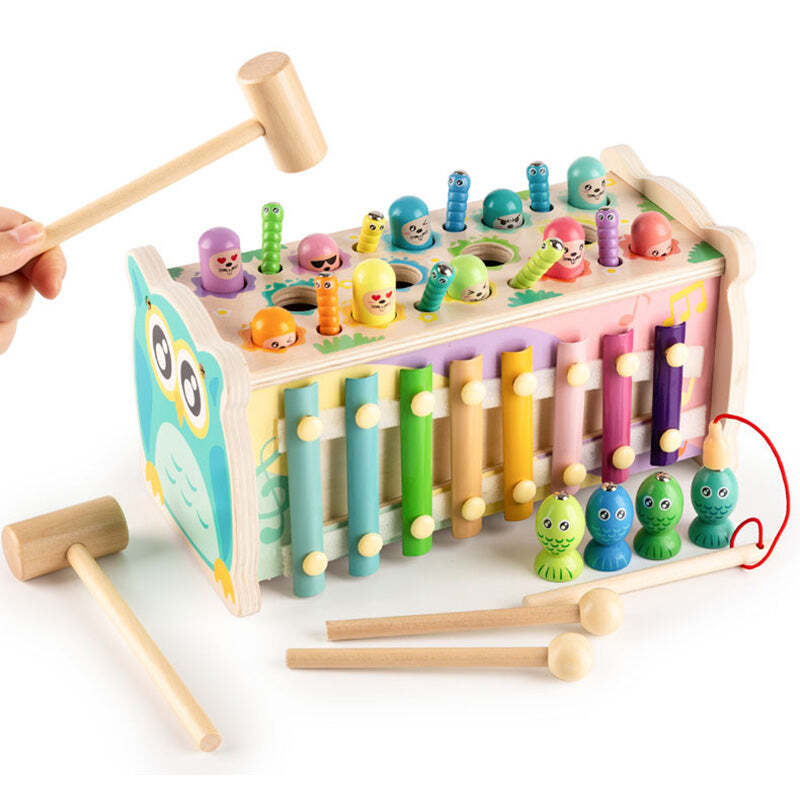 Montessori Toys For 2 Year Olds Educational Wooden Peg Toys Knock Hamster Toy