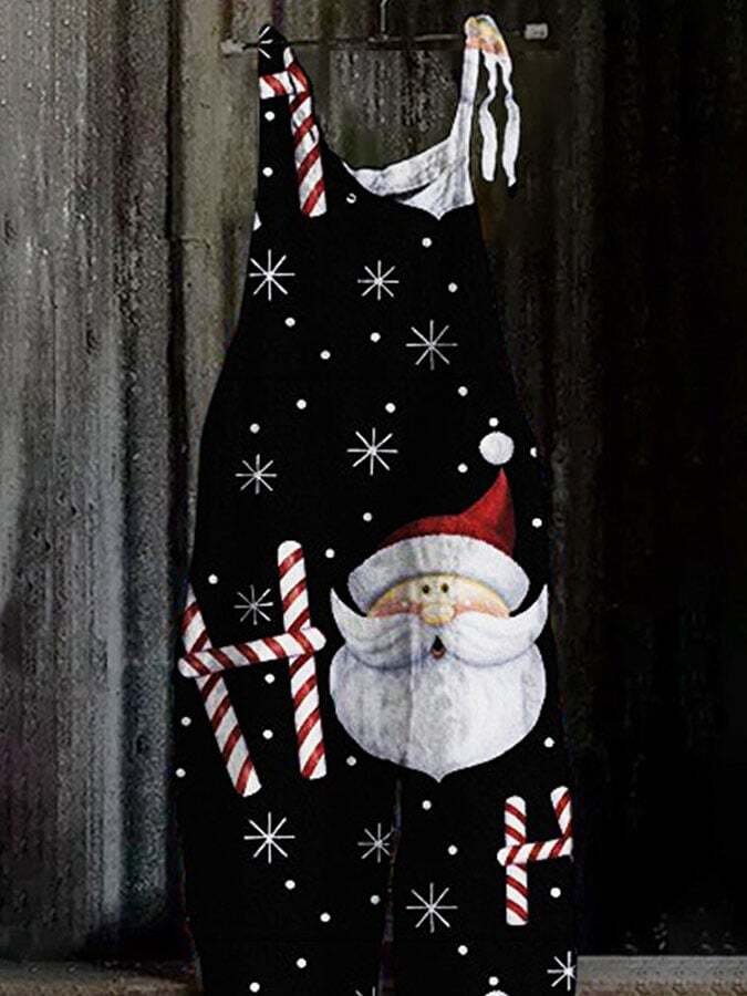Cute Cartoon Santa Print Jumpsuit