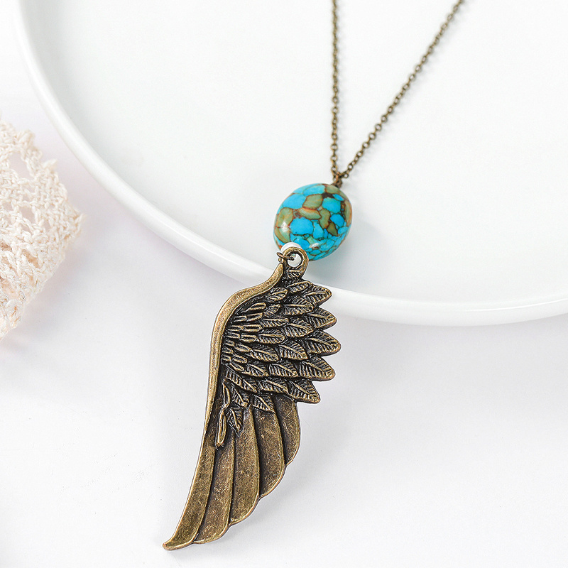 Vintage Turquoise Feather Necklace