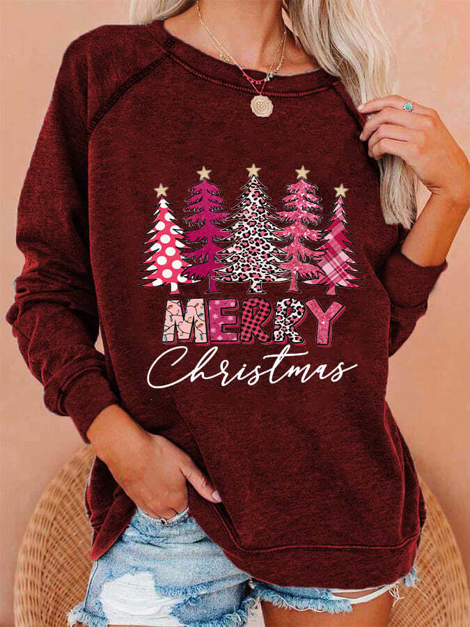 Women's Christmas Tree Merry Christmas Print Sweatshirt