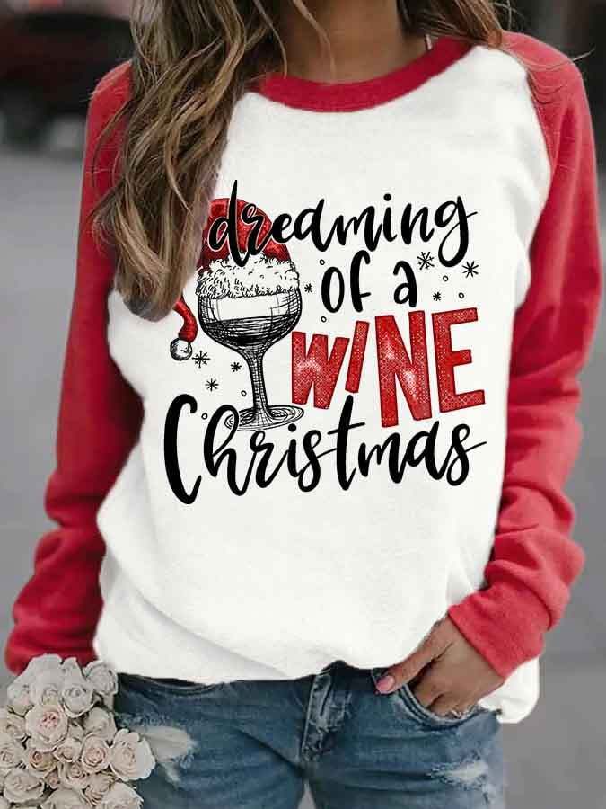Women‘s Wine Print Casual Sweatshirt