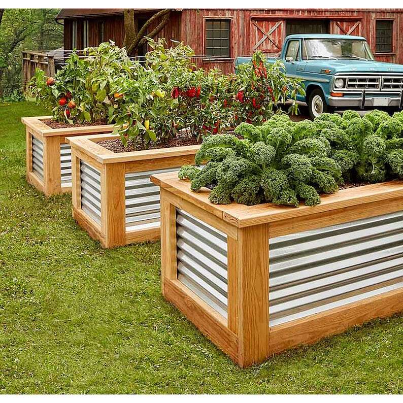 🔥Spring Clearance Sale-Only $ 19.99 EACH🔥Corrugated Zinc Alloy Cedar Raised Garden Bed