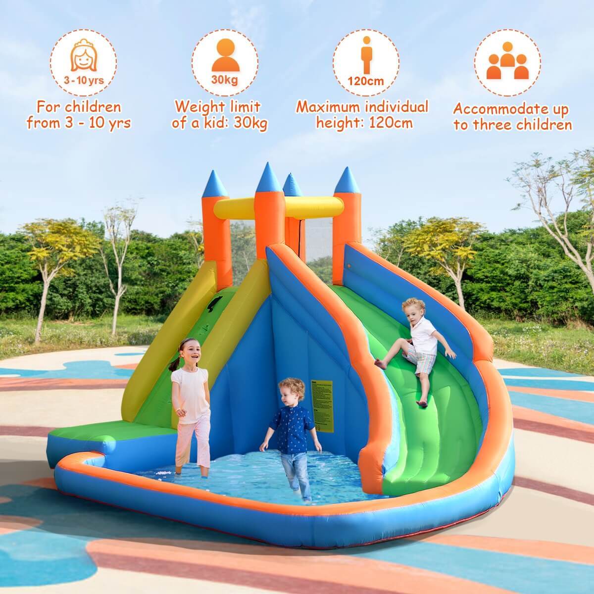 Inflatable Mighty Bounce House Jumper with Water Slide, Blower Not Included