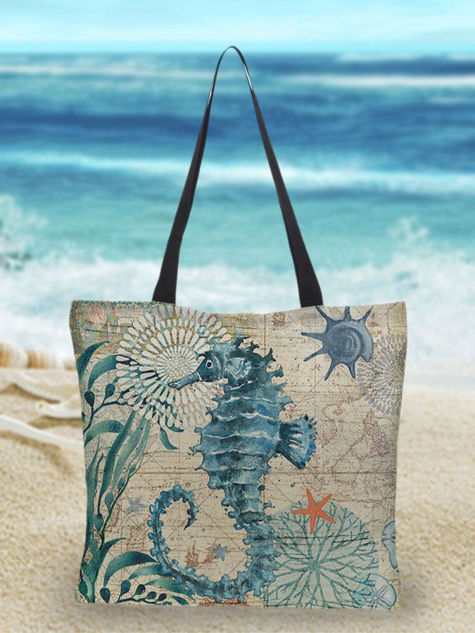 Sea Life Print Tote Bag