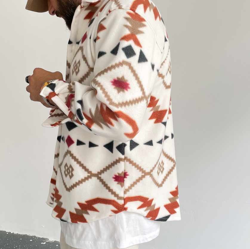 Geometric Print Long-sleeved Shirt Jacket