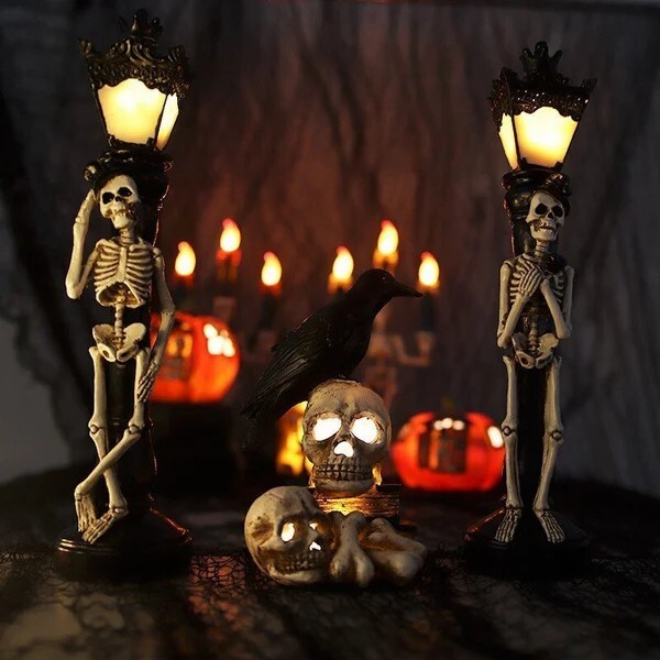 (🎃HALLOWEEN PRE SALE - 49% OFF) Resin Skeleton Decoration Light & Skull Crow Light