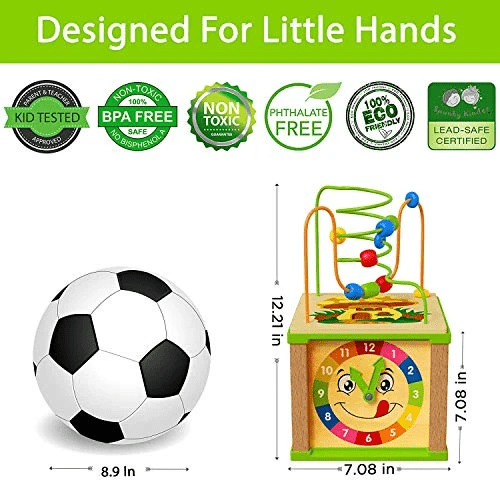 TOYVENTIVE WOODEN KIDS BABY ACTIVITY CUBE - BOYS GIFT SET | DEVELOPMENTAL TODDLER EDUCATIONAL LEARNING BOY TOYS 12-18 MONTHS | BEAD MAZE, FIRST BIRTHDAY GIFT