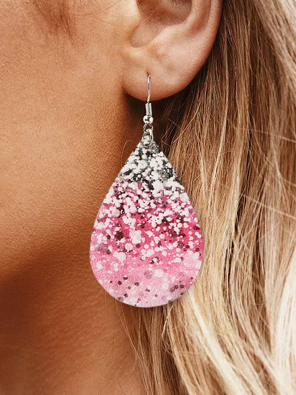 Pink Glitter Water Drop Earrings