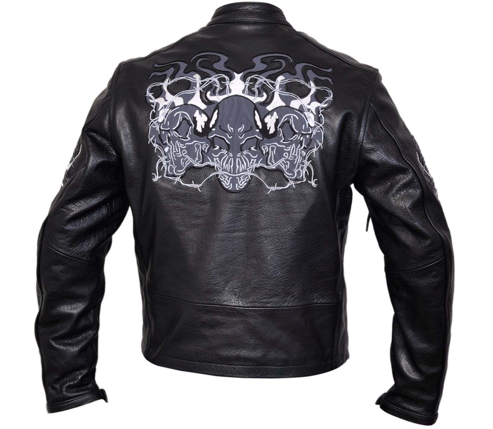 Flaming Skulls Cruiser Motorcycle Leather Jacket