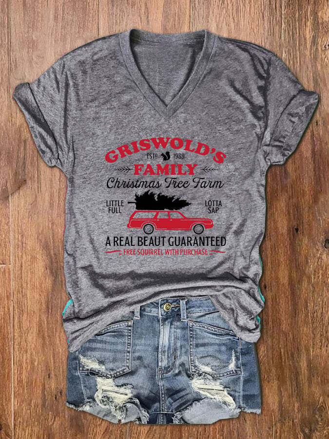 Women's Griswold Family Christmas Print V-Neck T-Shirt
