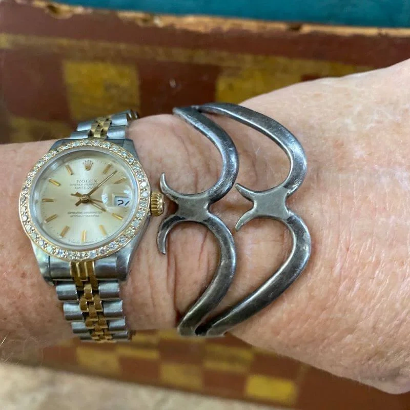 Navajo Sand Cast Sterling Silver Cuff Bracelet