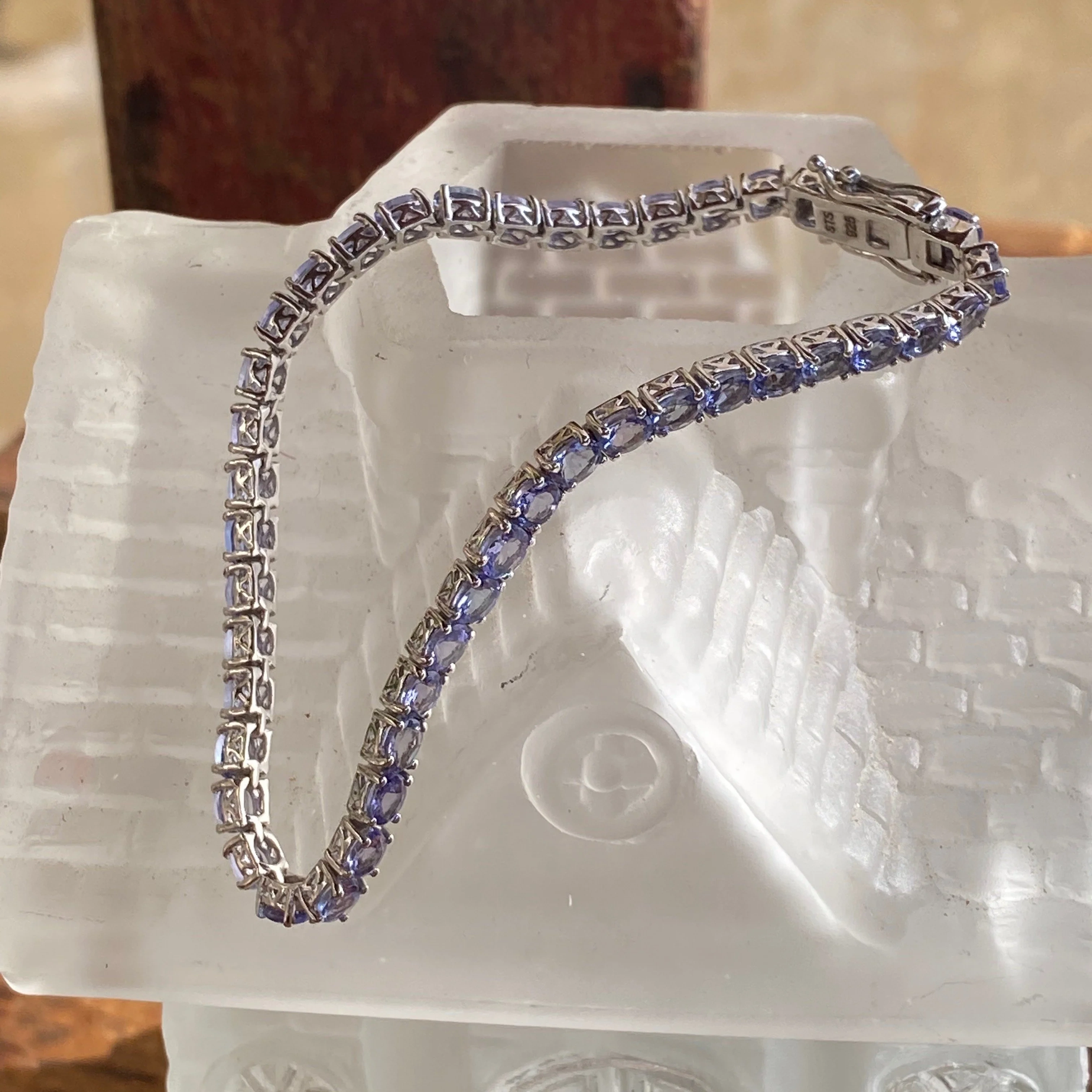 Sterling Silver Tennis Bracelet with 44 Genuine Tanzanite Stones