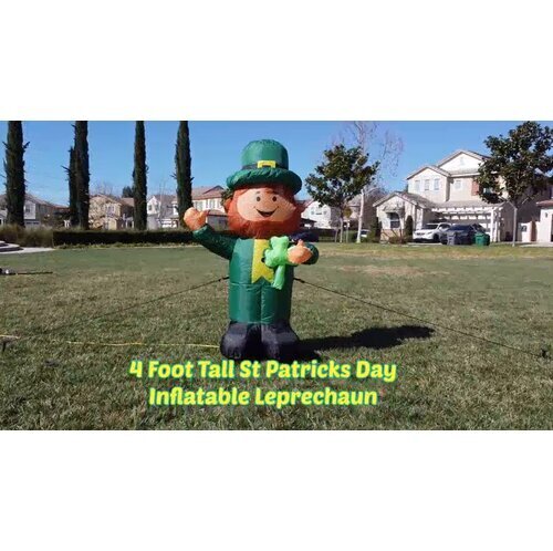 Saint Patrick's Day Leprechaun Holding Shamrock Inflatable