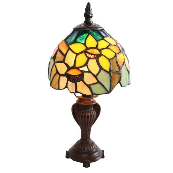 11.5-inch Stained Glass Sunflower Blossoms Lamp - 6