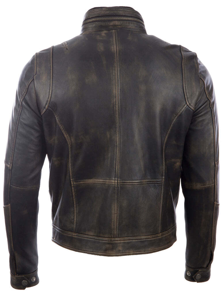 Men’s  Leather Special Vintage Distressed Fashion Jacket (S8T4)