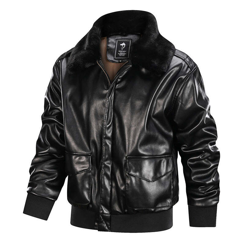 Fan MA-1 With Fur Collar Men's Leather Jacket