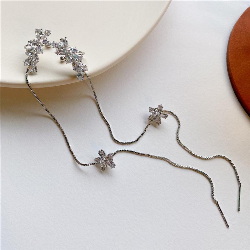 Flower Tassel Cuff Earrings