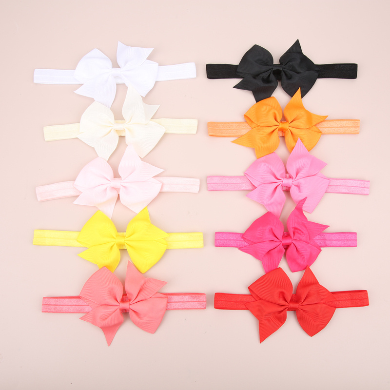 10-piece Pure Color Ribbed Bow Hair Ties Hair Accessories