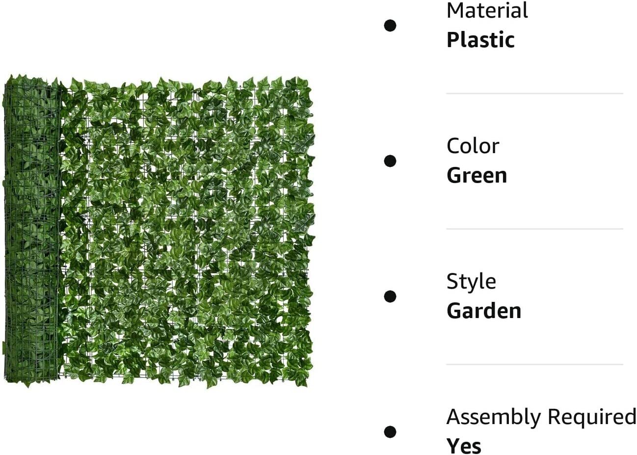 118x59in Artificial Ivy Privacy Fence for Outdoor Garden Decor