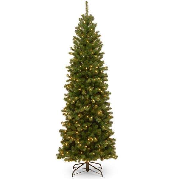 6 ft. North Valley Spruce Pencil Slim Artificial Christmas Tree with Clear Lights