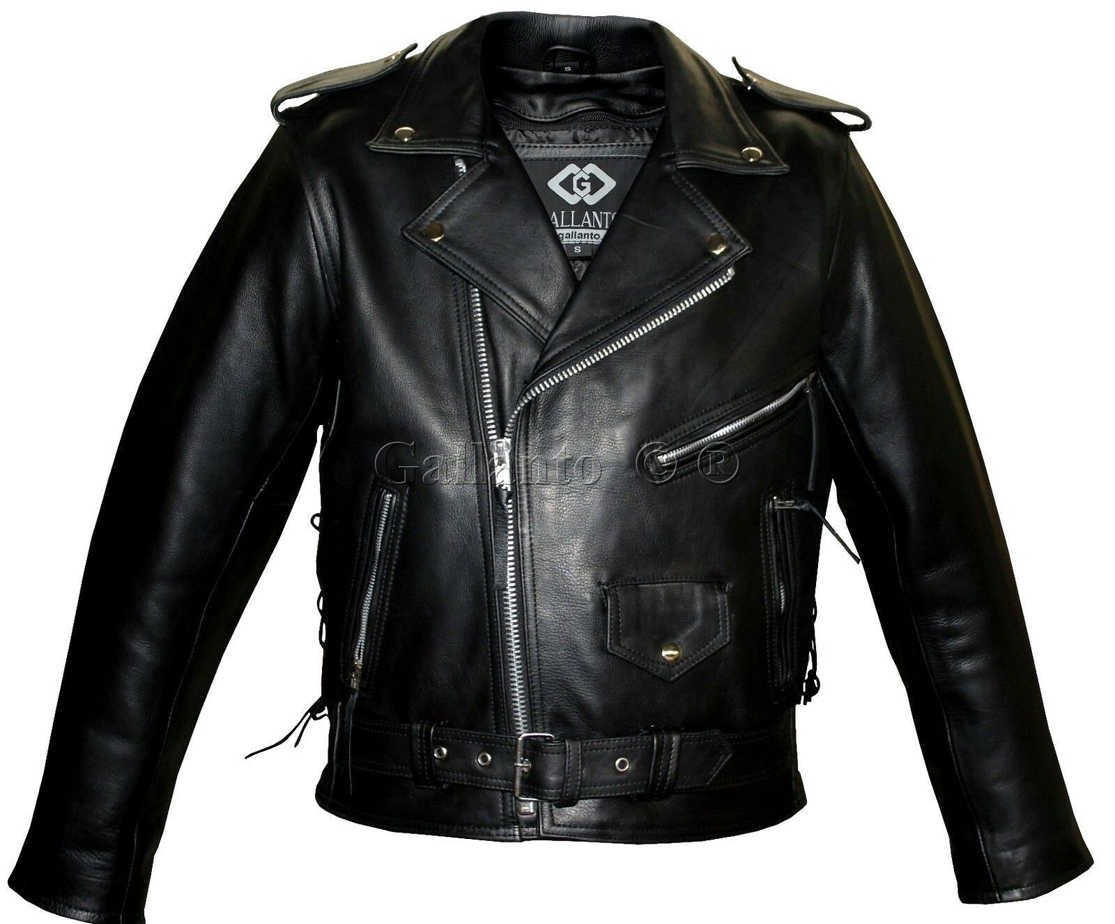 Mens Marlon Brando Black Biker Motorcycle Armoured Jacket Terminator Style