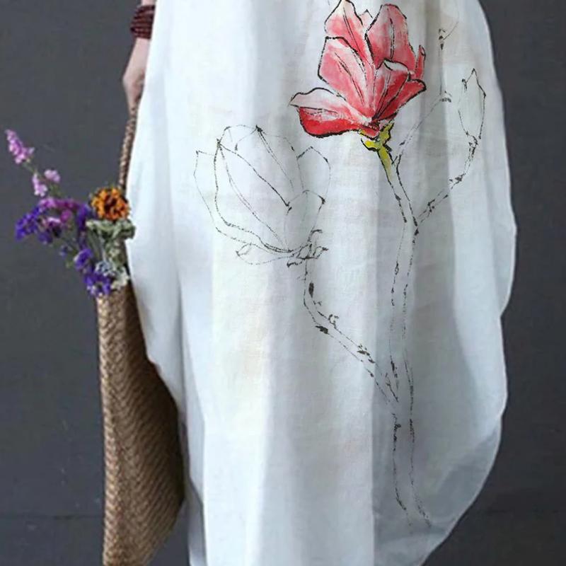 Women's Flower Print Long Sleeve Maxi Dress