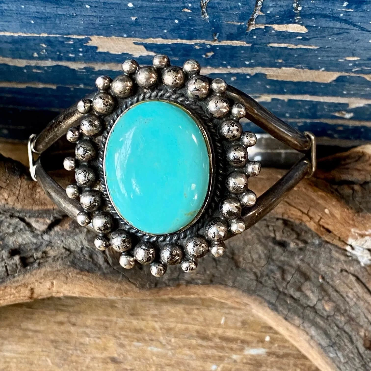 Southwestern Raindrop Bracelet with Perfect Pale Turquoise Sterling