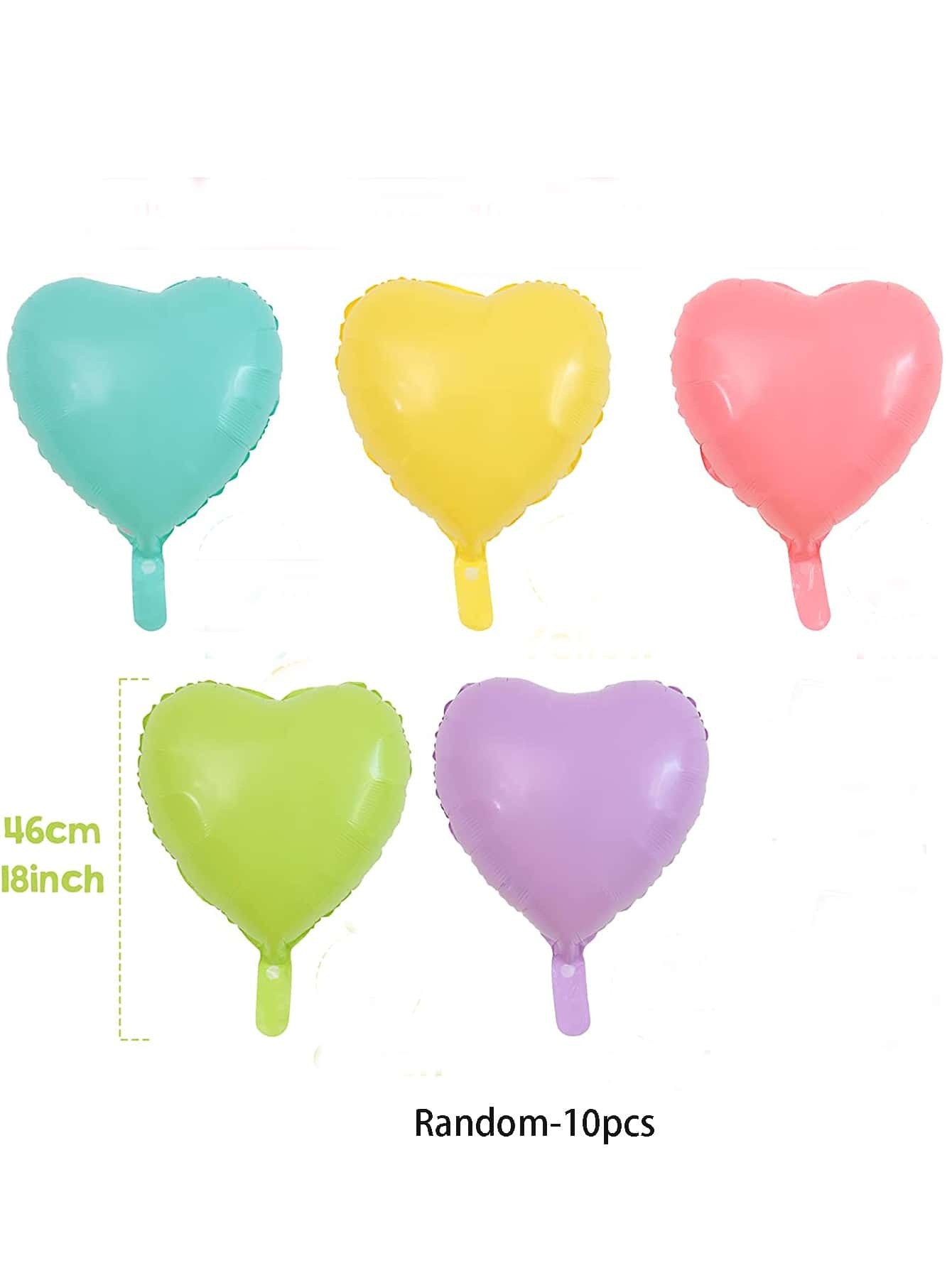 🔥Factory overstock - 10pcs 18inch Aluminum Balloon With 2pcs Balloon Accessories, Pastel Macaron Rainbow Heart Shaped Random Party Celebration Decoration Balloon