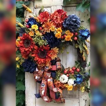 🔥HOT SALE🍁Navy & Rust Fall wreath for Front Door