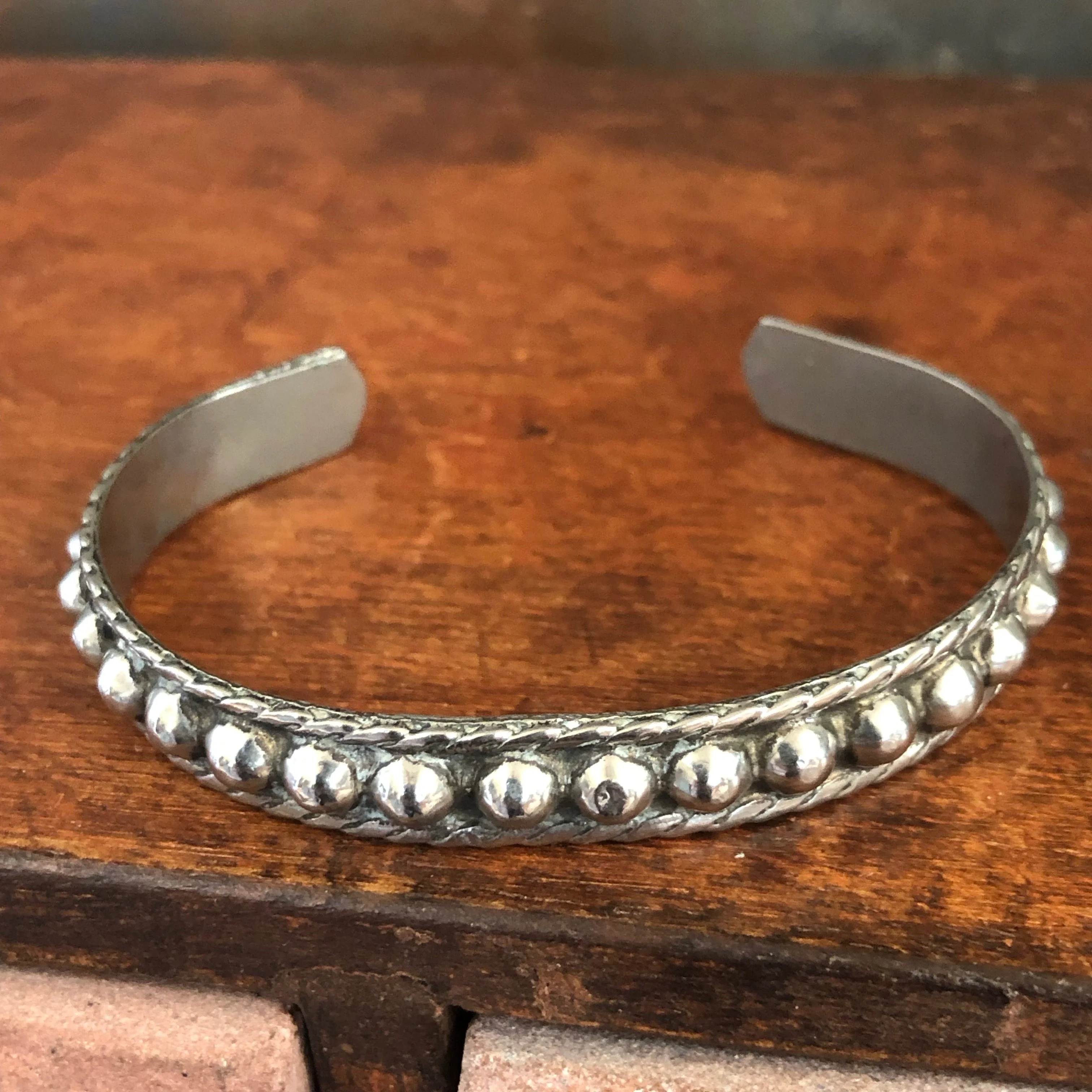 Mexican 925 Silver Orb Cuff Bracelet