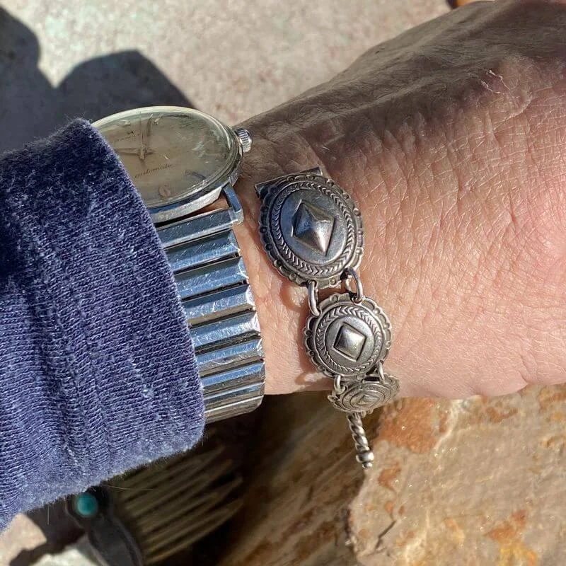 Concho Watch Band in Solid Sterling Silver Vintage