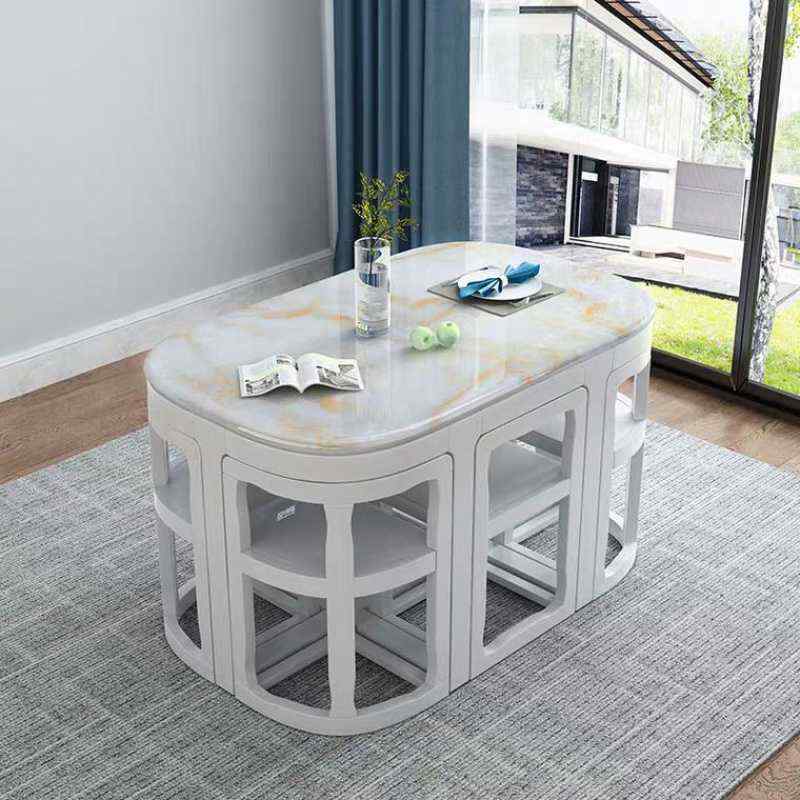 Marble Dining Table And Chair Combination Modern Minimalist Creative Home Solid Wood Dining Table For 6 People