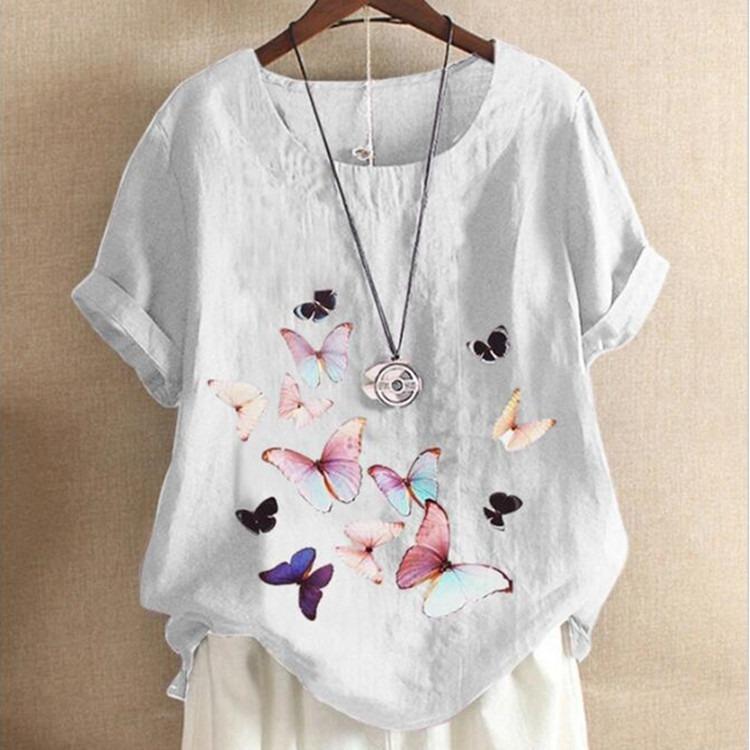 Women's Casual Cartoon Butterfly Print Short-Sleeved Suits