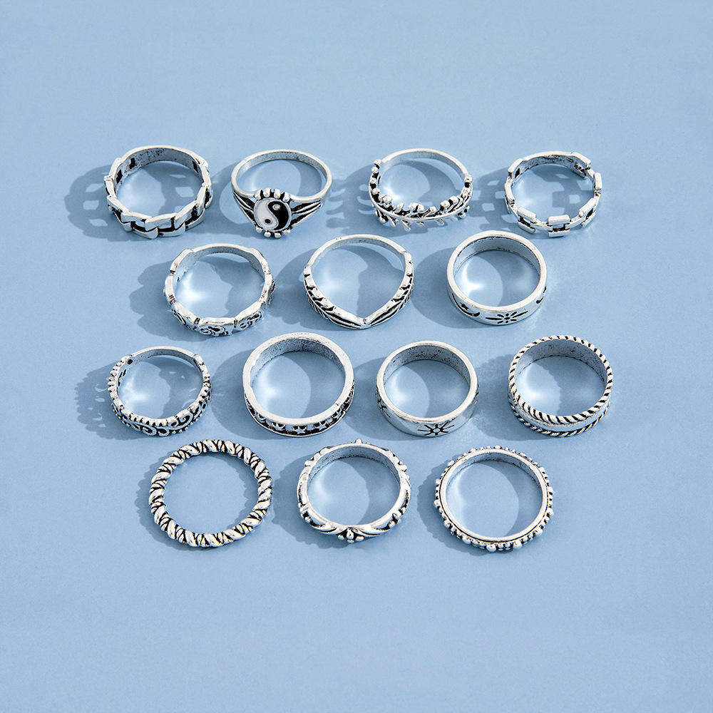 14PCS Embossed Ring Set