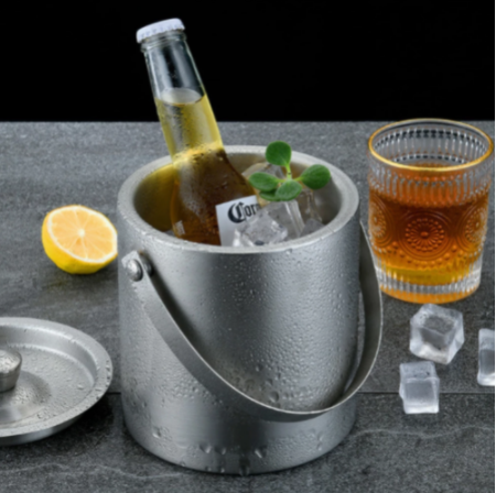 Stainless Steel Insulated Ice Bucket Wine Beer Champagne KTV Party Cooler Versatile Bucket for Beach Picnic