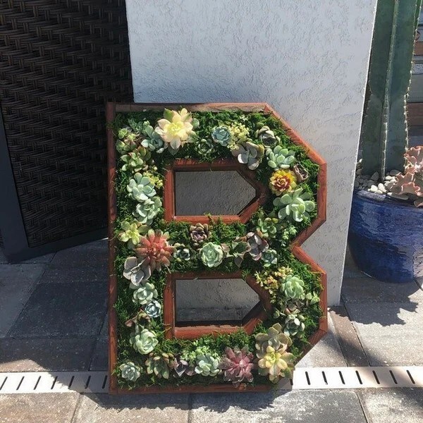 Wooden Letter Shaped Wall Hanging Planter-A to Z