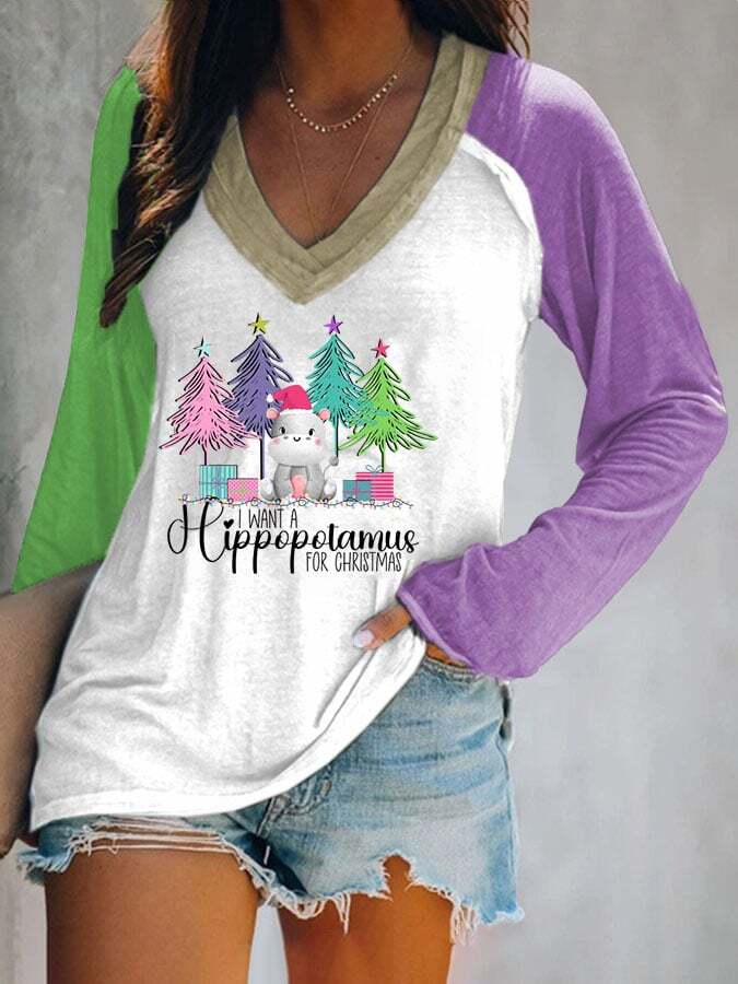 Christmas Colorful Print T-Shirt