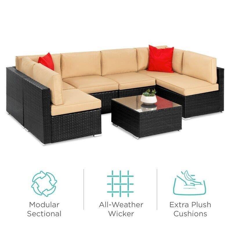 Wicker/Rattan 6 - Person Seating Group with Cushions
