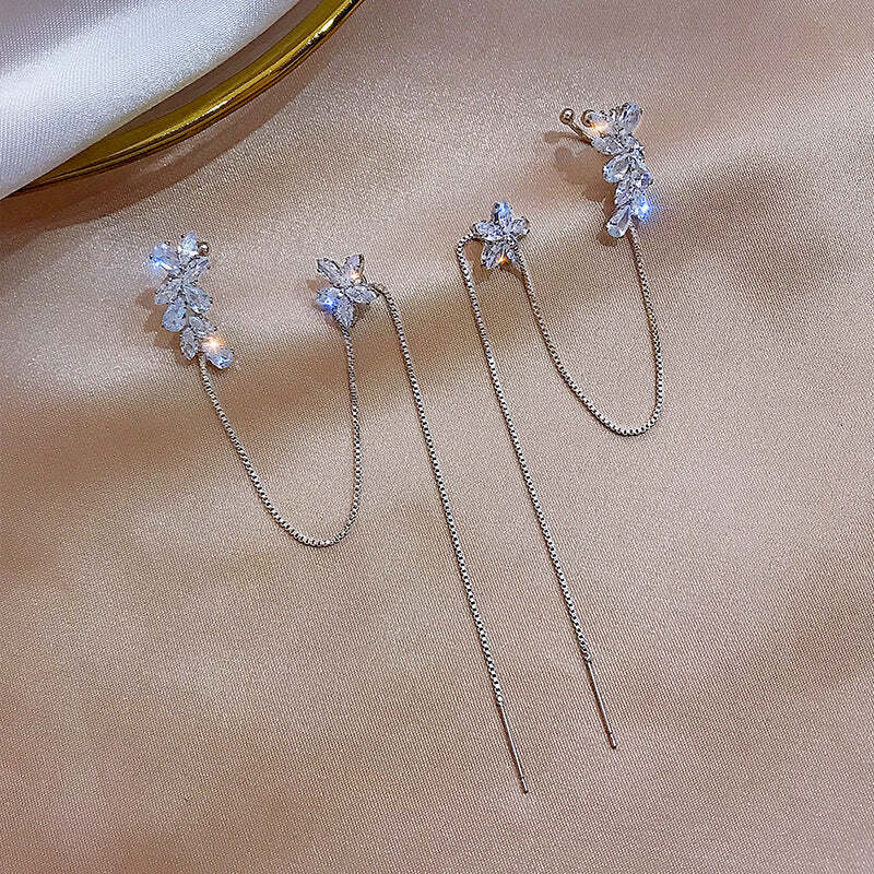 Flower Tassel Cuff Earrings