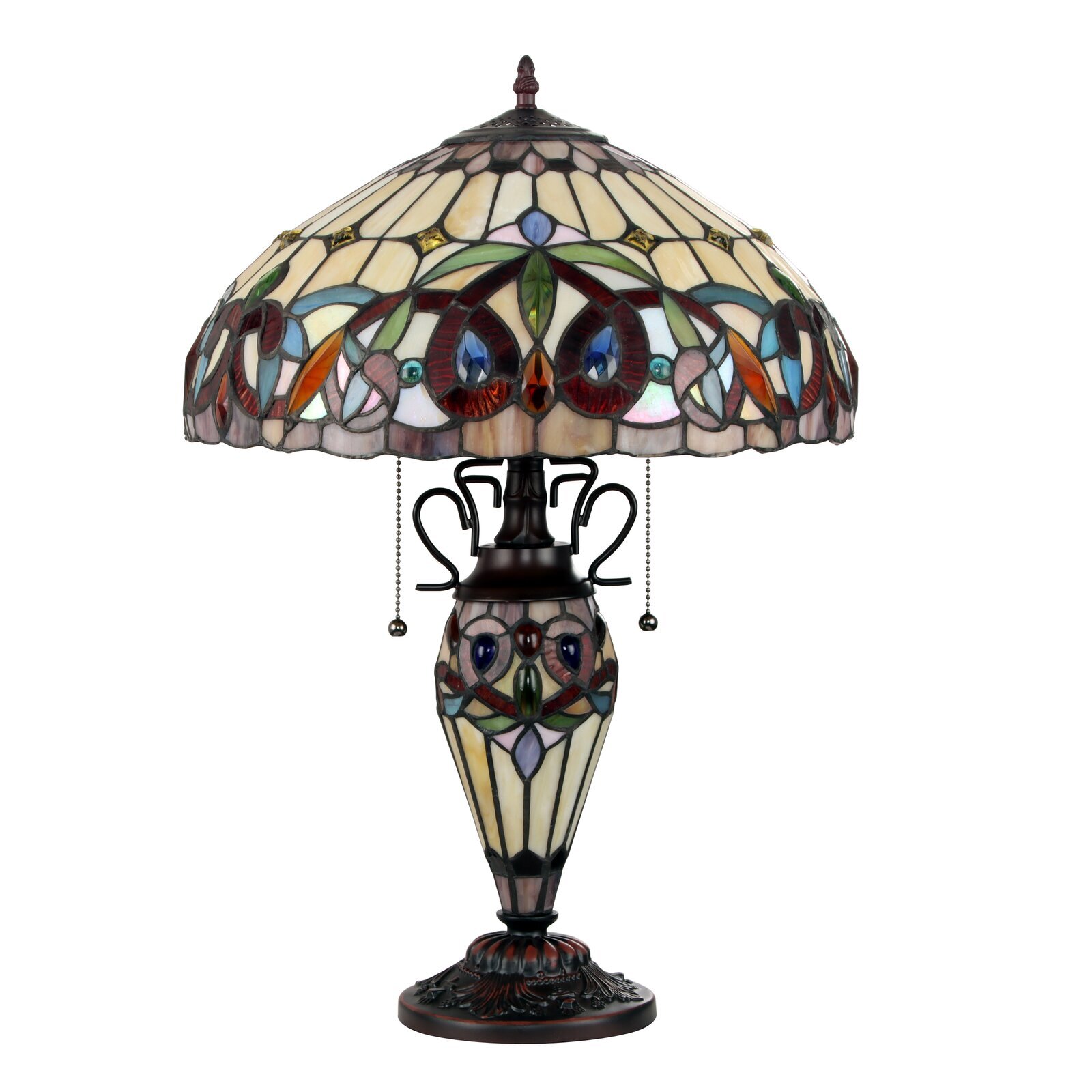 Bloomsbury Market SERENITY Tiffany-Style Dark Bronze 3 Light Double Lit Table Lamp 16