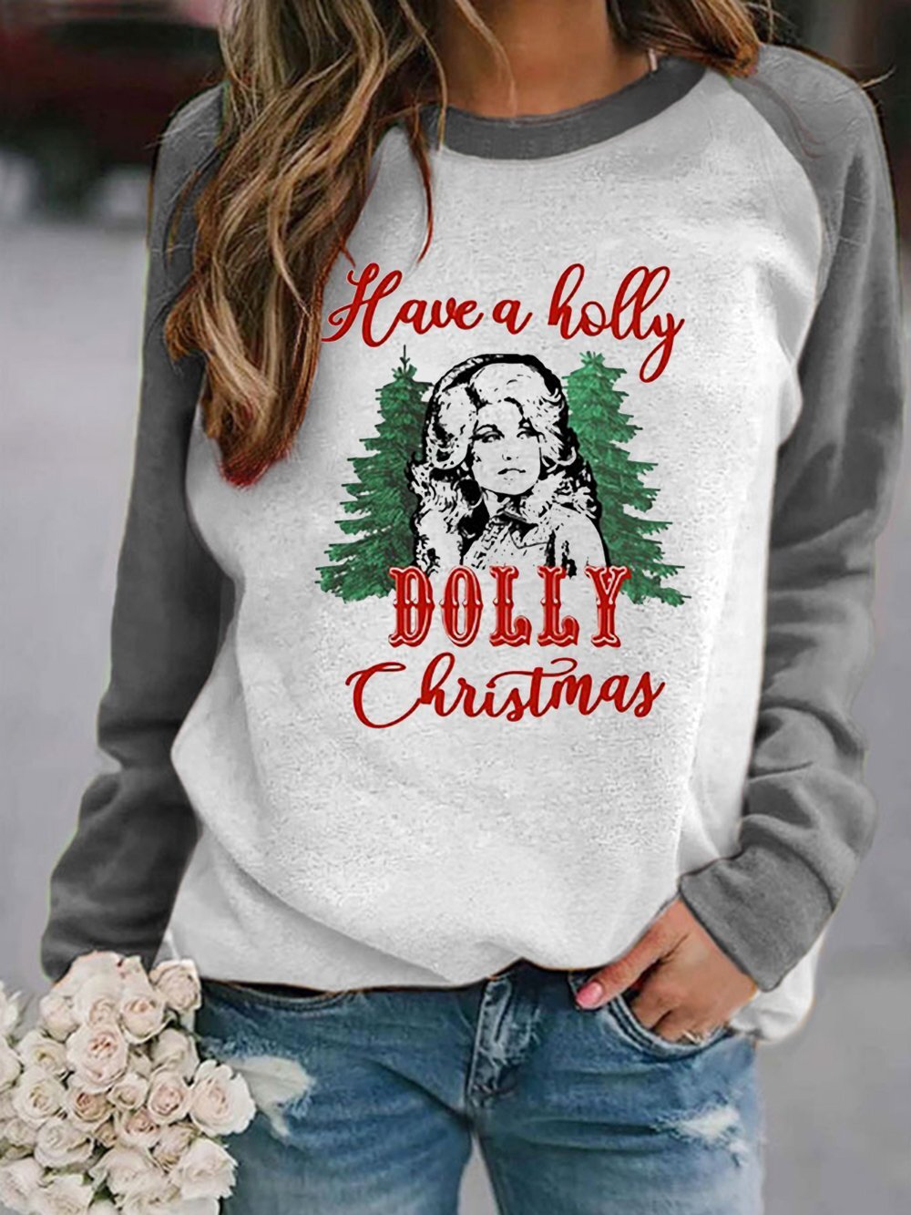 Women's Have A Holly Dolly Christmas Print Sweatshirt