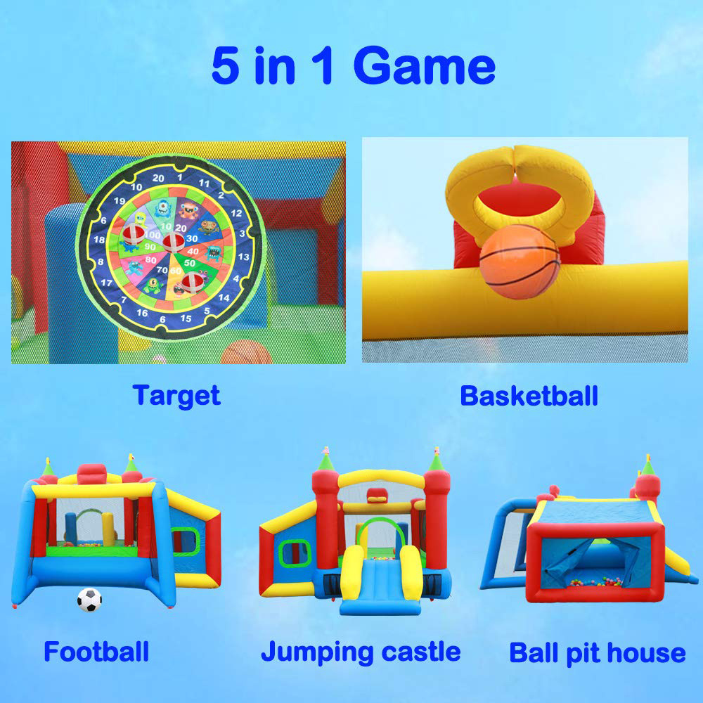 Inflatable Bounce House,Jumping Castle Slide with Blower,Kids Bouncer with Ball Pit