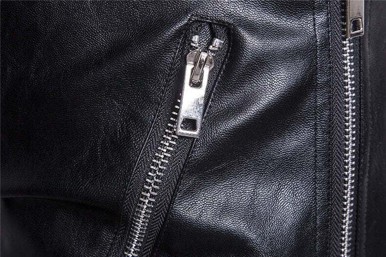 Mens Slim Fit Faux Leather Bikers Jacket With Adjustable Waist Belt