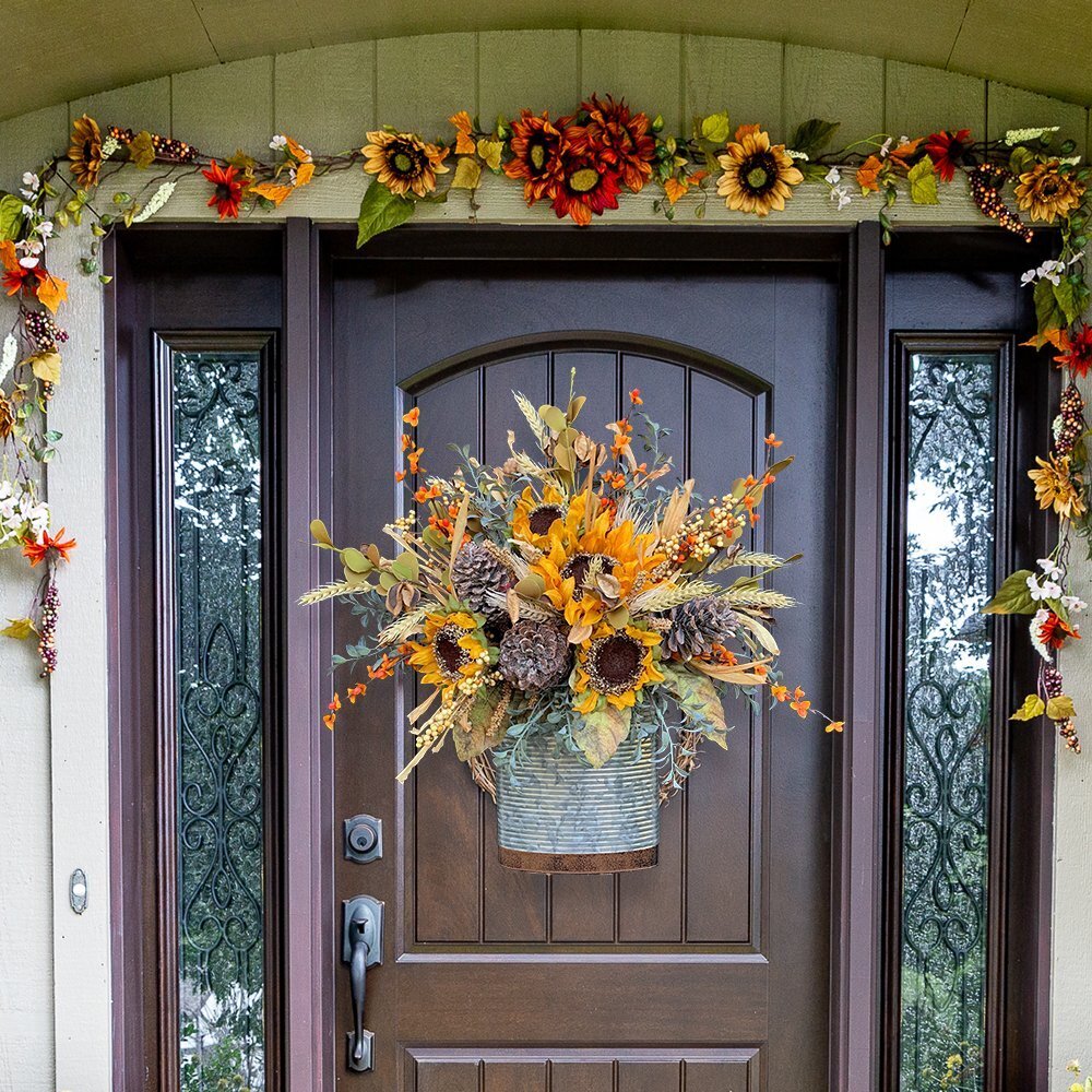 Autumn sale🔥NEW Farmhouse Sunflower Door Wreath