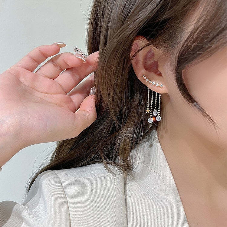Star Diamond Tassel Earrings