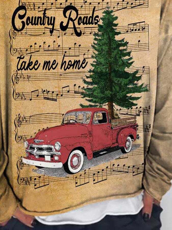 Christmas Country Roads Take Me Home Print Sweatshirt